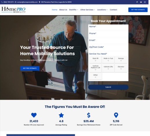 Web development services for Homepro Mobility