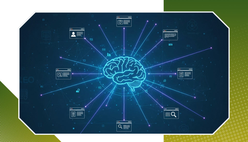 AI Overview Search Linking Strategy Diagram