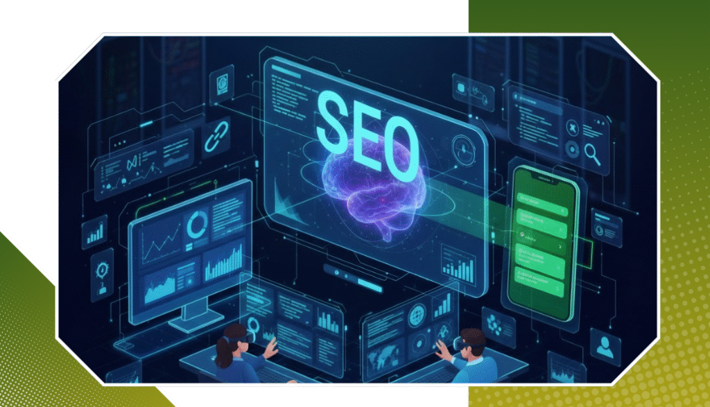 Google AI brain graphic with different search query examples triggering AI Overviews